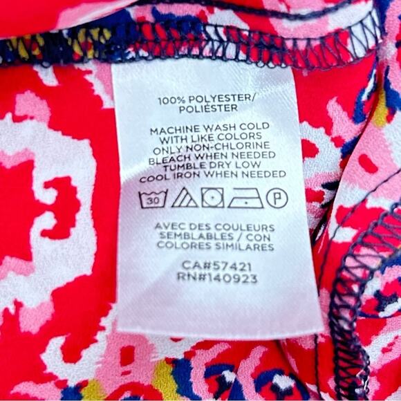 Loft Top Womens Size S Red Black Silky Poly Boho Long Sleeved Blouse Artsy Luxe - Picture 5 of 7